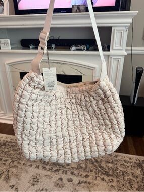 a new day Cream Quilted Gathered Shoulder Bag